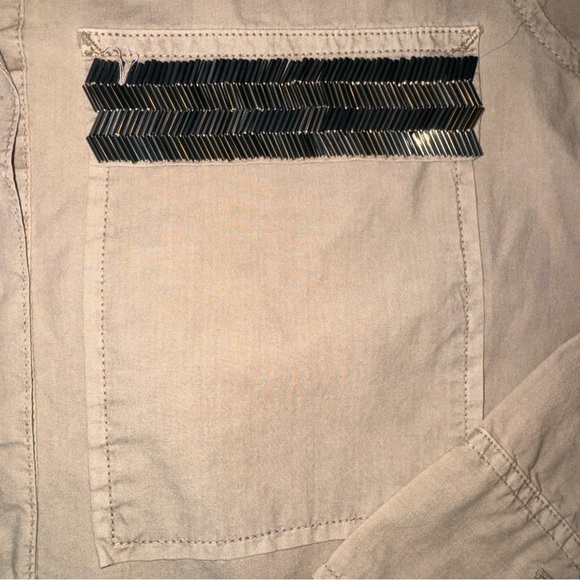 J Crew Women’s Tan Taupe Tunic Shirt Blouse with Bedded Chest Pockets Size 6 - Picture 8 of 13